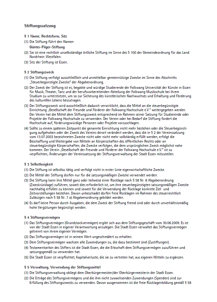 Günter-Pilger-Stiftung, Satzung Seite 2