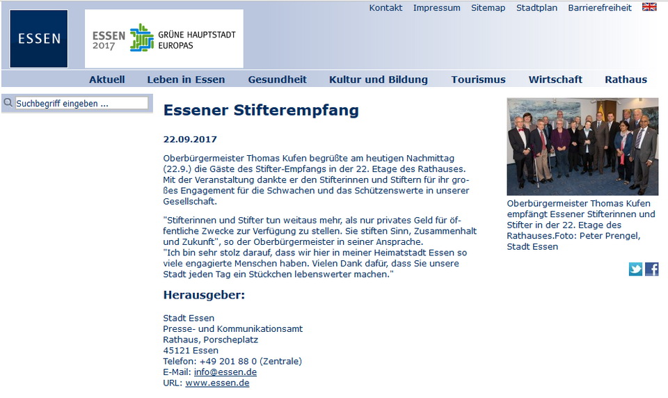 Pressemitteilung Stadt Essen 2017