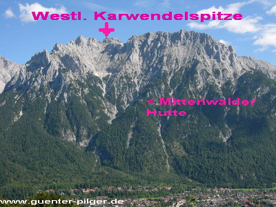 Die Westliche Karwendelspitze mit Mittenwald.