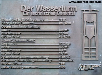 Wasserturm Wesel Hinweisschild